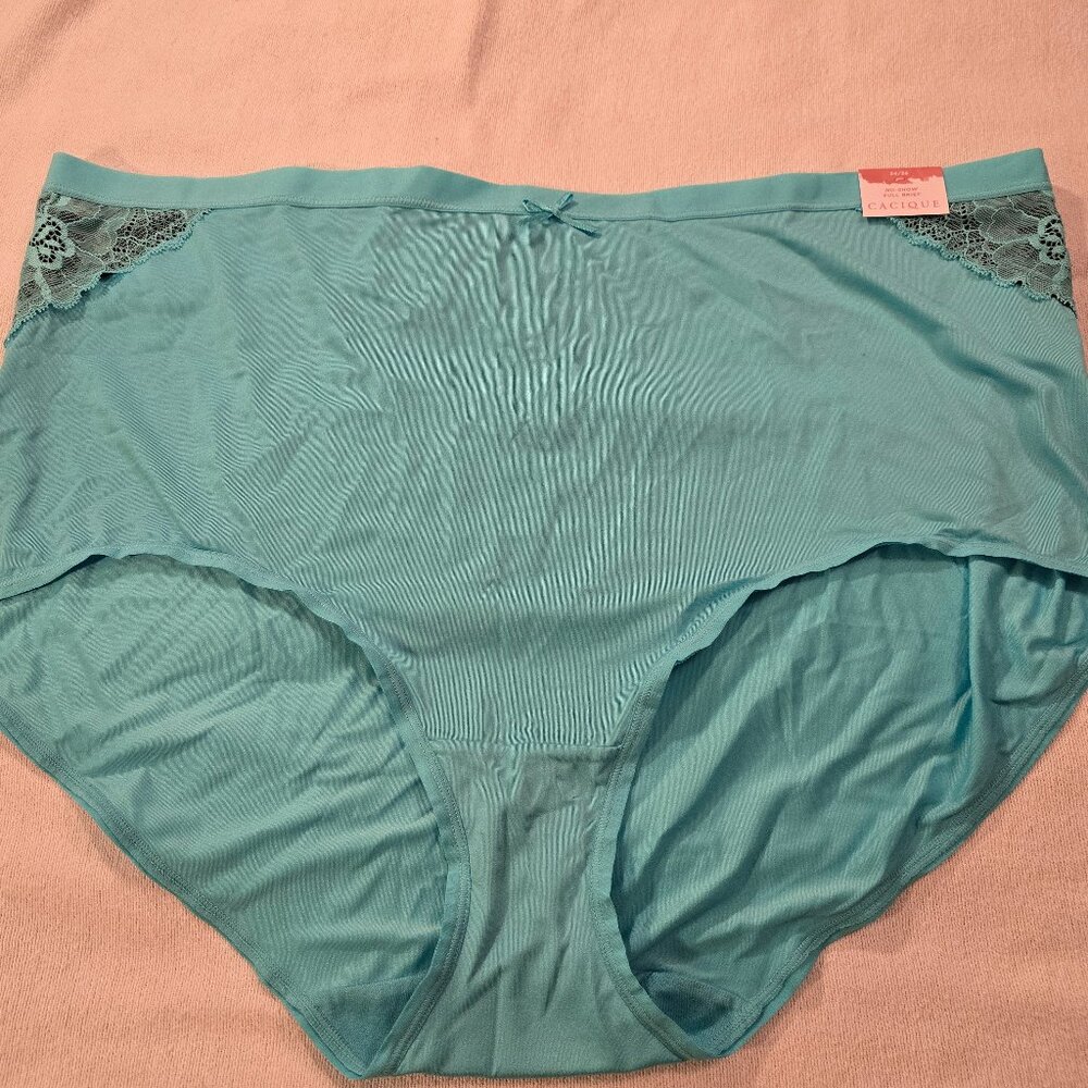 Cacique Lane Bryant Turq Lace No Show Full Brief 34/36 NEW NWT Womens Panty